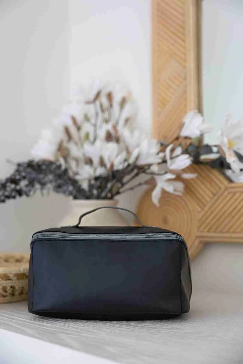 Black Hold All Triangle Make Up Bag
