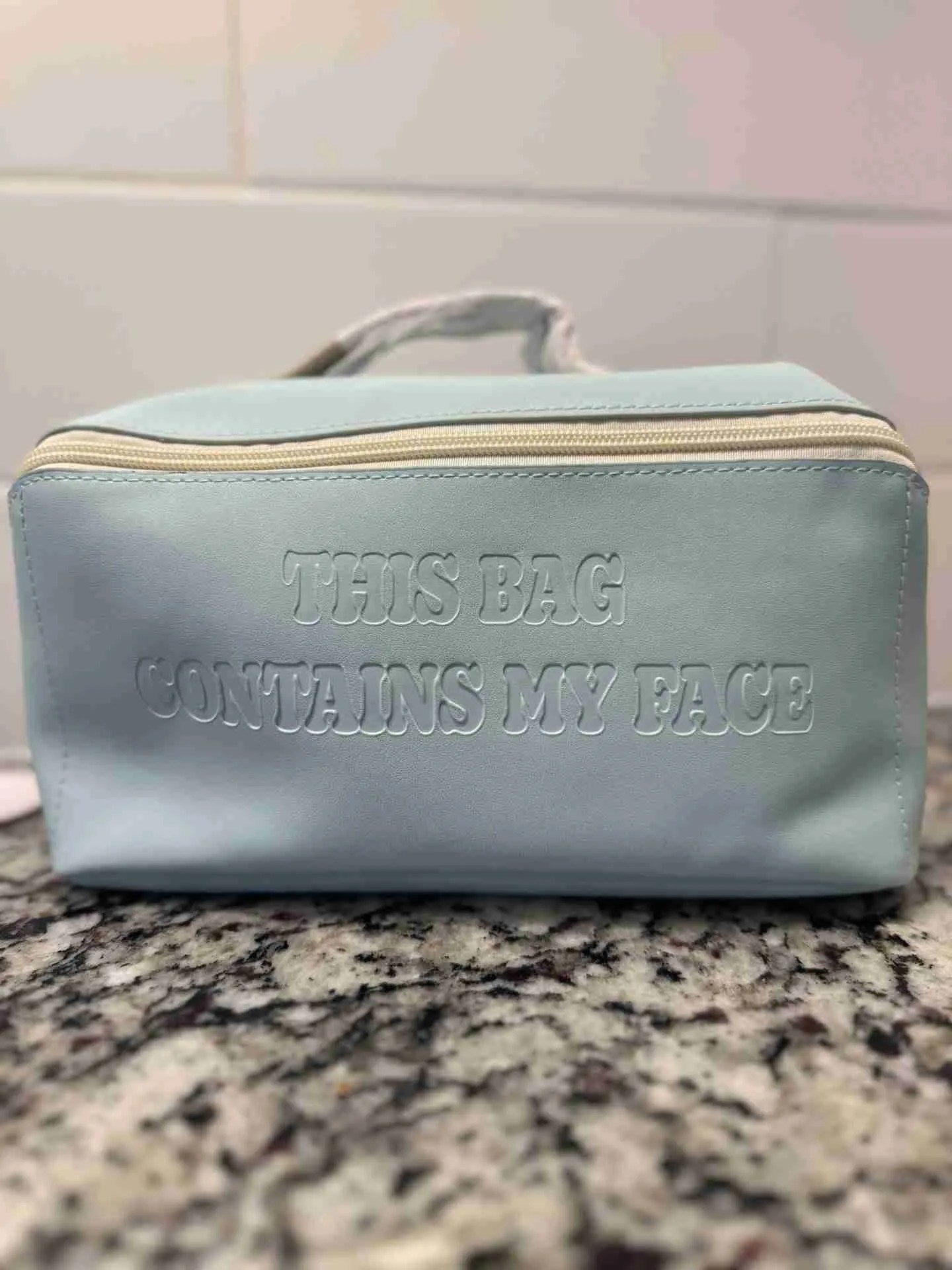 Blue Hold All Triangle Make Up Bag