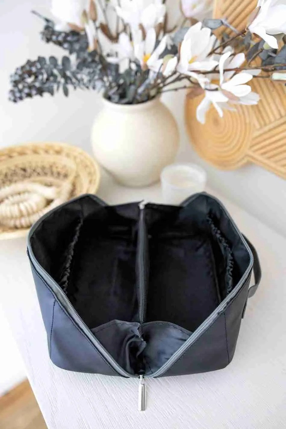 Black Hold All Triangle Make Up Bag