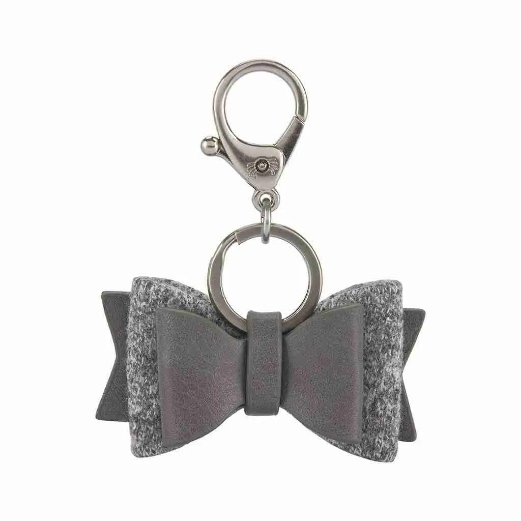 Keychain bow, grey with silver hook