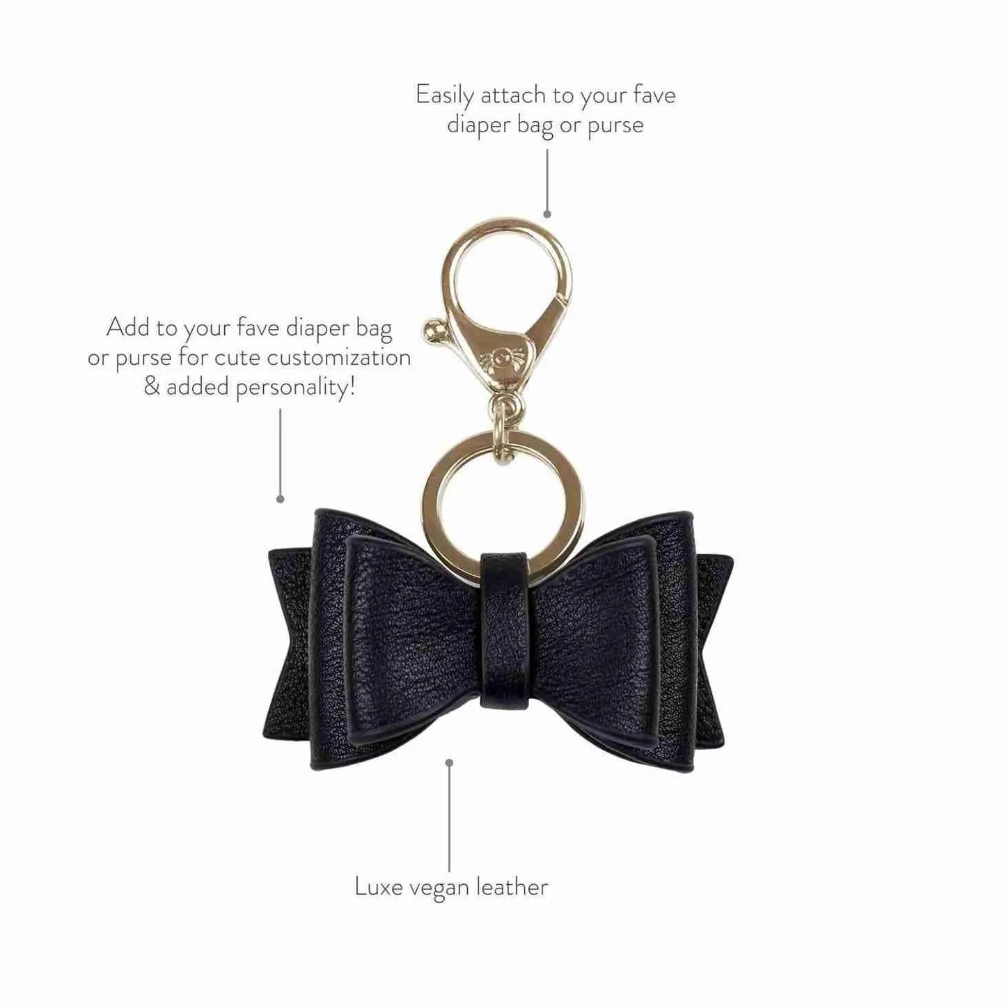 keychain bow, black color with gold hook