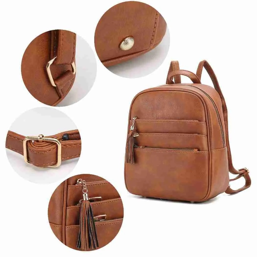 showing bag accessories with gold metal and zippers